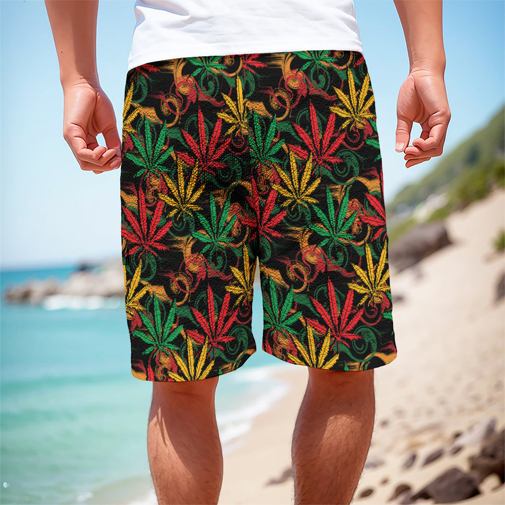 Rasta Marijuana Pattern Print Men's Cargo Shorts
