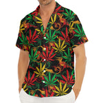 Rasta Marijuana Pattern Print Men's Deep V-Neck Shirt