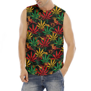 Rasta Marijuana Pattern Print Men's Fitness Tank Top