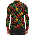 Rasta Marijuana Pattern Print Men's Long Sleeve Rash Guard