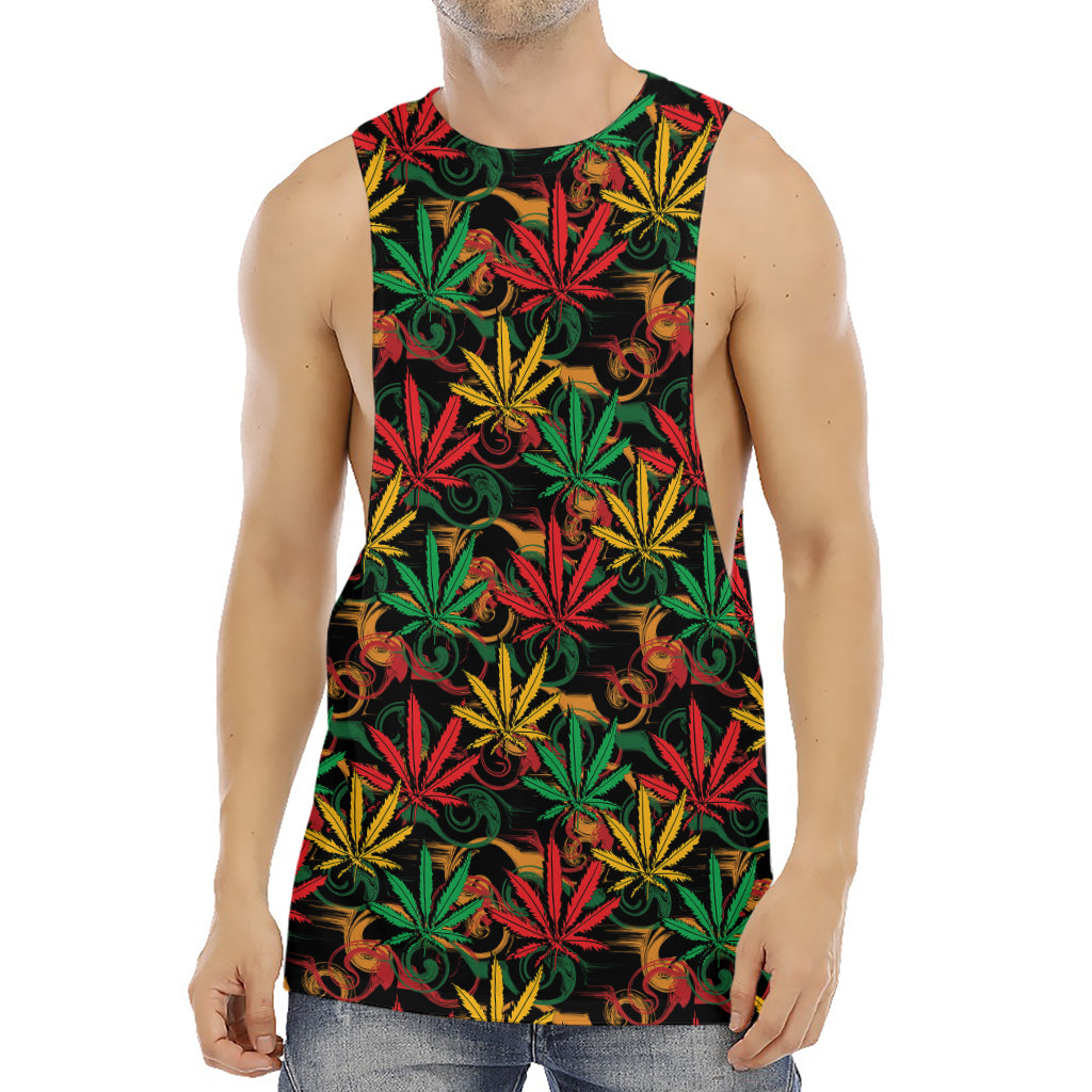 Rasta Marijuana Pattern Print Men's Muscle Tank Top