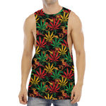 Rasta Marijuana Pattern Print Men's Muscle Tank Top