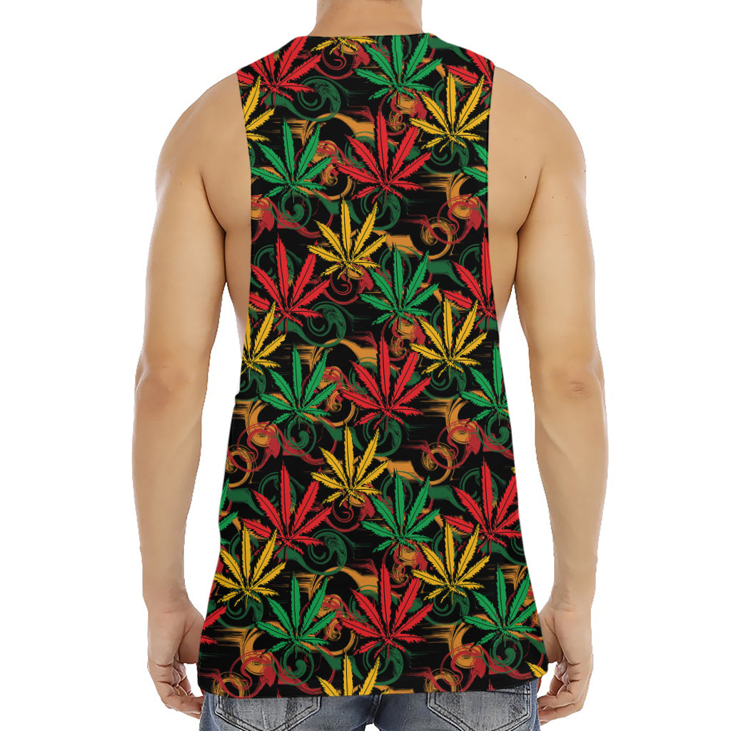 Rasta Marijuana Pattern Print Men's Muscle Tank Top