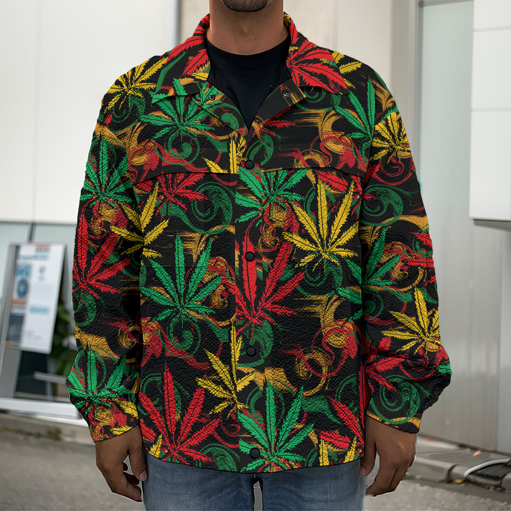 Rasta Marijuana Pattern Print Men's Shirt Jacket