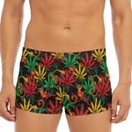 Rasta Marijuana Pattern Print Men's Short Boxer Briefs