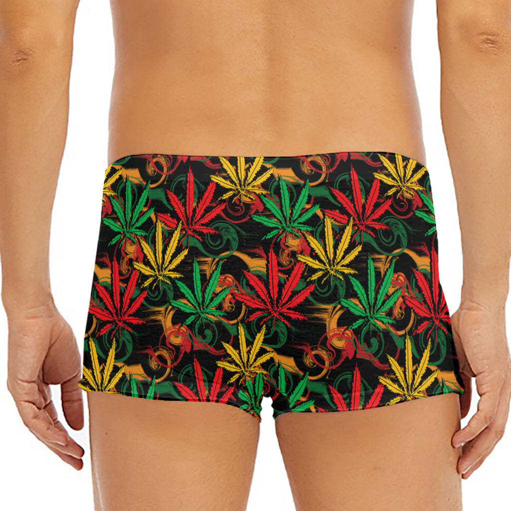 Rasta Marijuana Pattern Print Men's Short Boxer Briefs