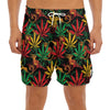 Rasta Marijuana Pattern Print Men's Split Running Shorts