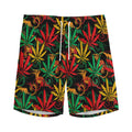 Rasta Marijuana Pattern Print Men's Athletic Shorts