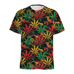Rasta Marijuana Pattern Print Men's Sports T-Shirt