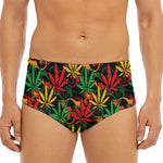 Rasta Marijuana Pattern Print Men's Triangle Swim Briefs