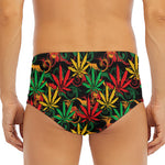 Rasta Marijuana Pattern Print Men's Triangle Swim Briefs