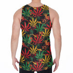 Rasta Marijuana Pattern Print Men's Velvet Tank Top