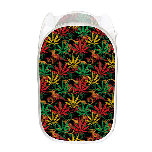 Rasta Marijuana Pattern Print Mesh Laundry Hamper