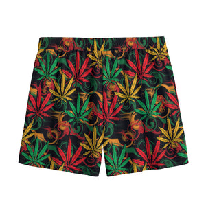 Rasta Marijuana Pattern Print Mesh Shorts