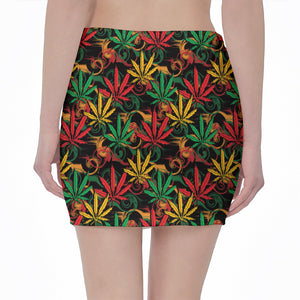 Rasta Marijuana Pattern Print Pencil Mini Skirt