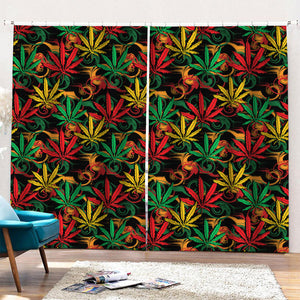 Rasta Marijuana Pattern Print Pencil Pleat Curtains