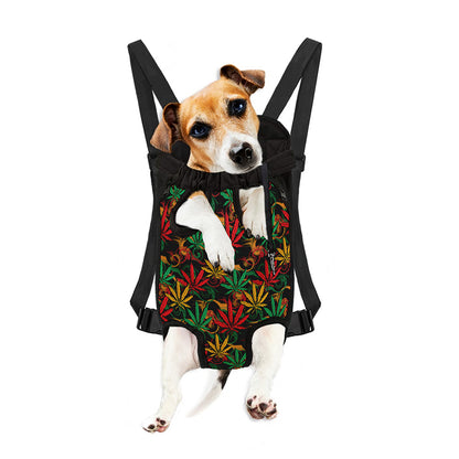 Rasta Marijuana Pattern Print Pet Carrier Backpack