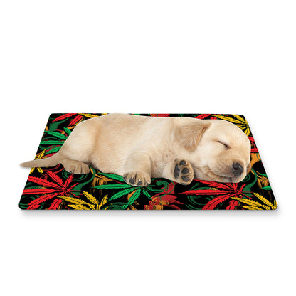 Rasta Marijuana Pattern Print Pet Cooling Mat Cover