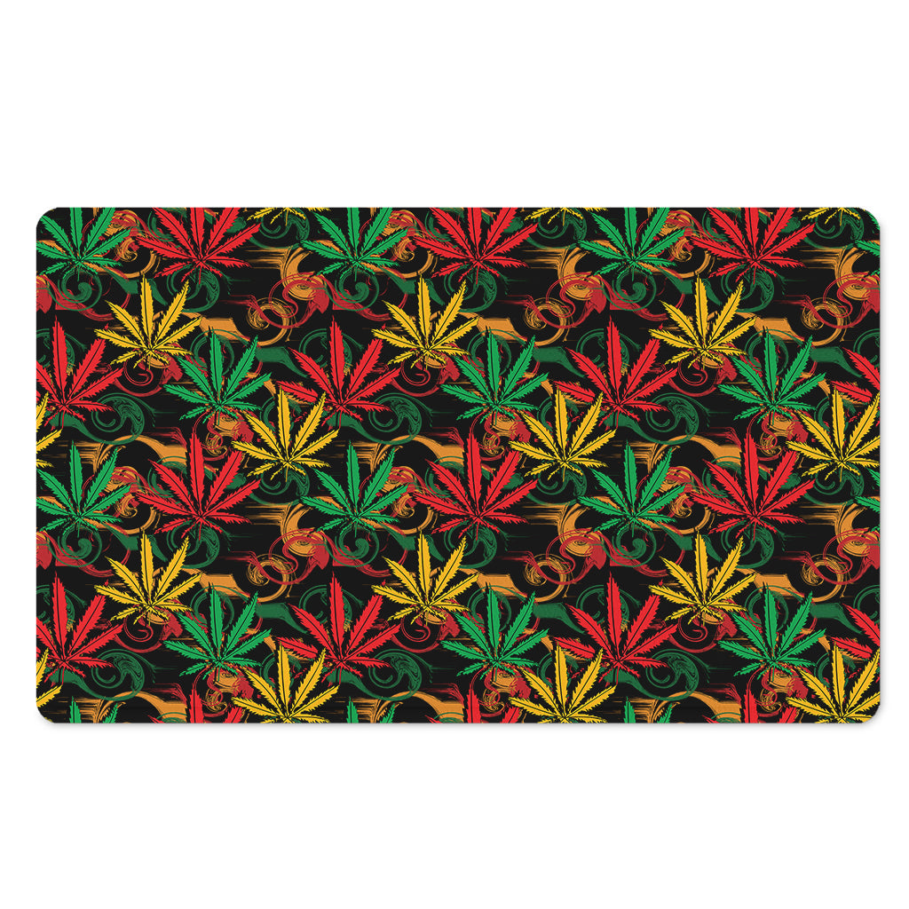 Rasta Marijuana Pattern Print Polyester Doormat