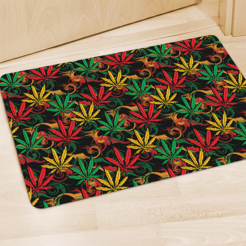 Rasta Marijuana Pattern Print Polyester Doormat