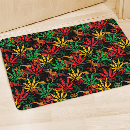 Rasta Marijuana Pattern Print Polyester Doormat
