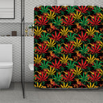 Rasta Marijuana Pattern Print Polyester Shower Curtain