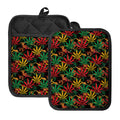 Rasta Marijuana Pattern Print Pot Holders With Pocket