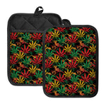 Rasta Marijuana Pattern Print Pot Holders With Pocket
