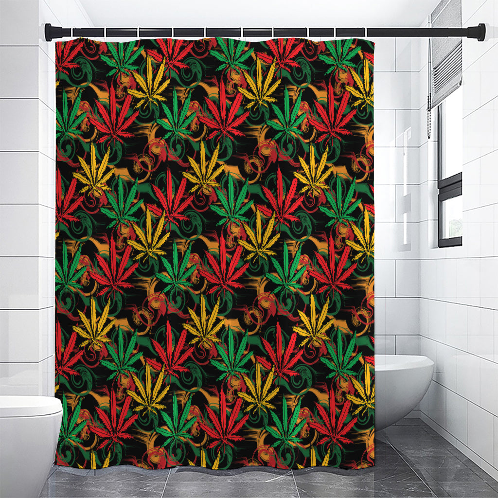 Rasta Marijuana Pattern Print Premium Shower Curtain