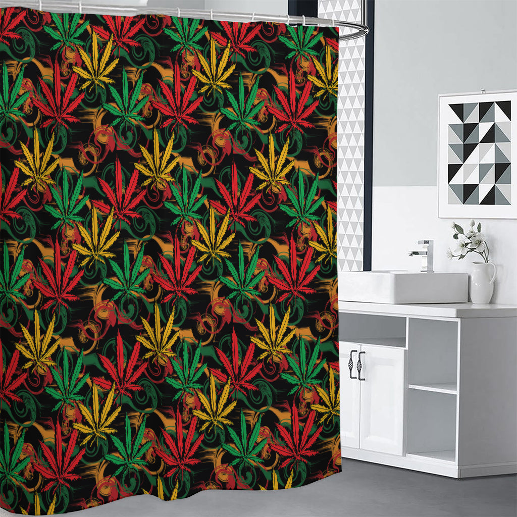 Rasta Marijuana Pattern Print Premium Shower Curtain