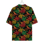 Rasta Marijuana Pattern Print Rayon Hawaiian Shirt