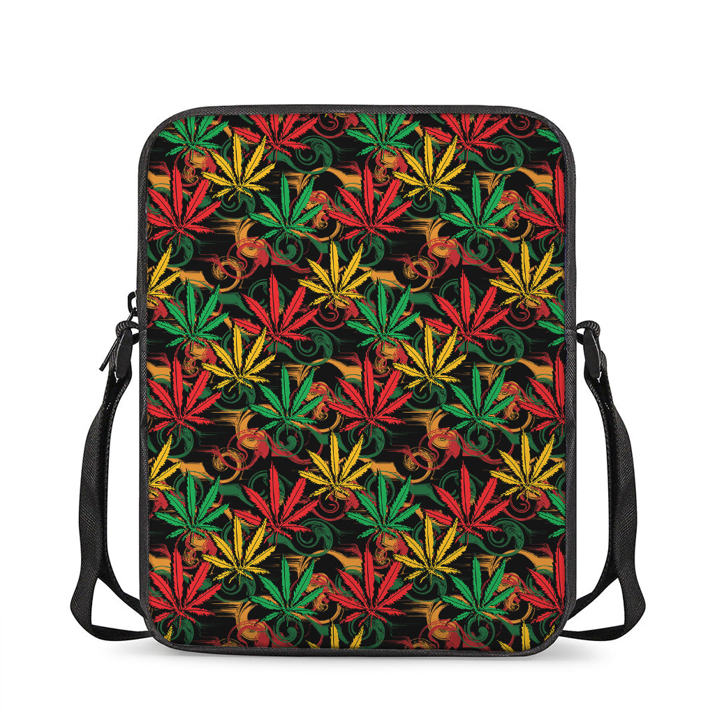 Rasta Marijuana Pattern Print Rectangular Crossbody Bag