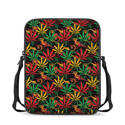 Rasta Marijuana Pattern Print Rectangular Crossbody Bag
