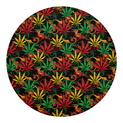 Rasta Marijuana Pattern Print Round Blanket
