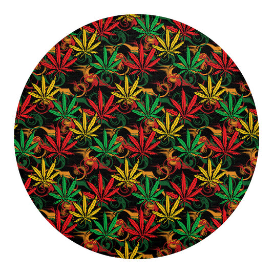 Rasta Marijuana Pattern Print Round Blanket