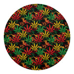 Rasta Marijuana Pattern Print Round Blanket