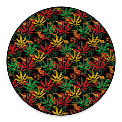Rasta Marijuana Pattern Print Round Floor Mat