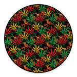 Rasta Marijuana Pattern Print Round Floor Mat