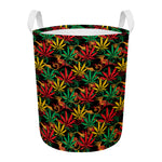 Rasta Marijuana Pattern Print Round Laundry Basket