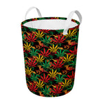 Rasta Marijuana Pattern Print Round Laundry Basket