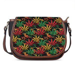 Rasta Marijuana Pattern Print Saddle Bag