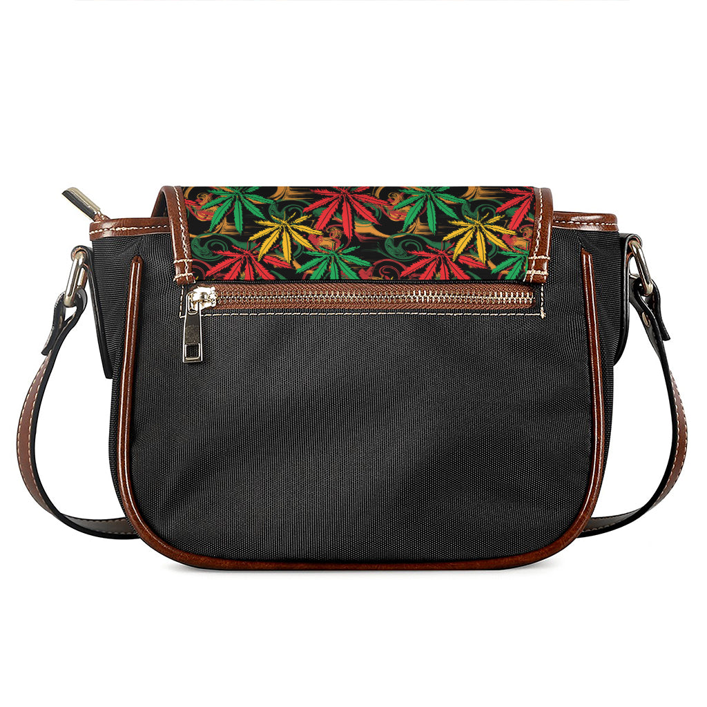 Rasta Marijuana Pattern Print Saddle Bag