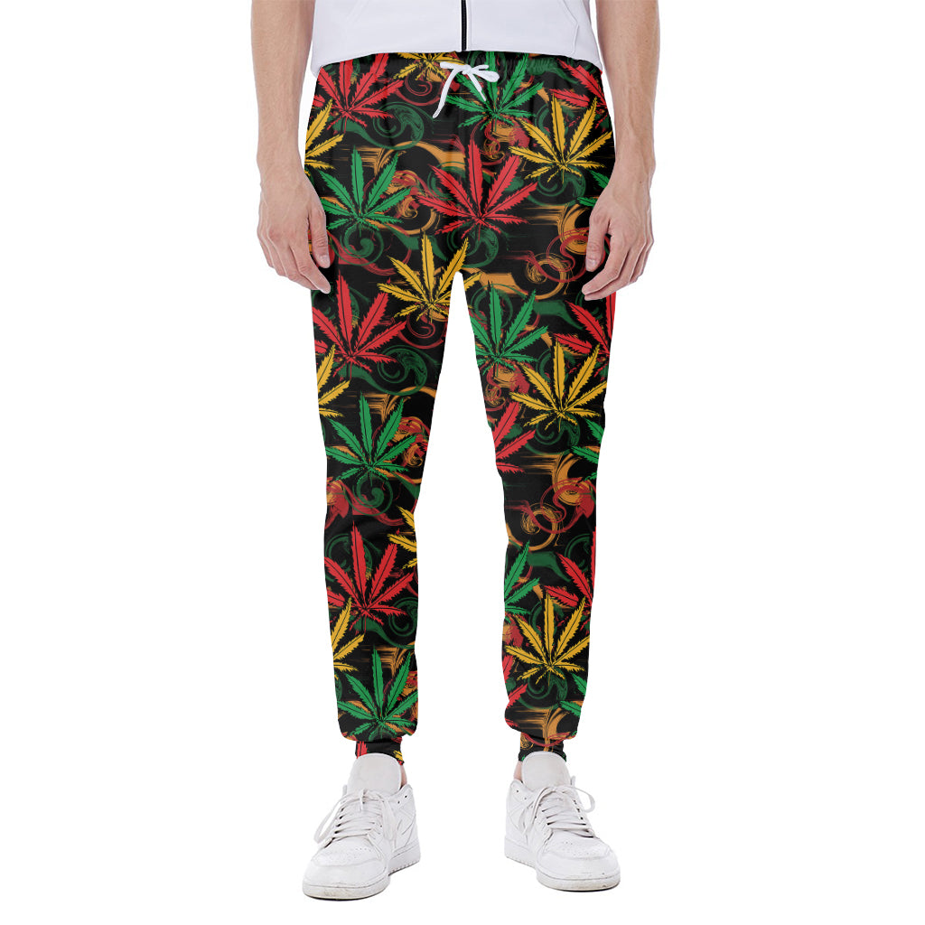 Rasta Marijuana Pattern Print Scuba Joggers