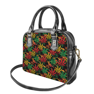 Rasta Marijuana Pattern Print Shoulder Handbag