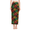 Rasta Marijuana Pattern Print Side Slit Maxi Skirt