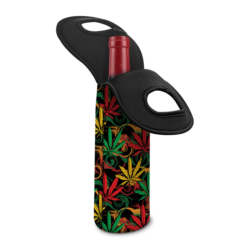 Rasta Marijuana Pattern Print Single Neoprene Wine Tote