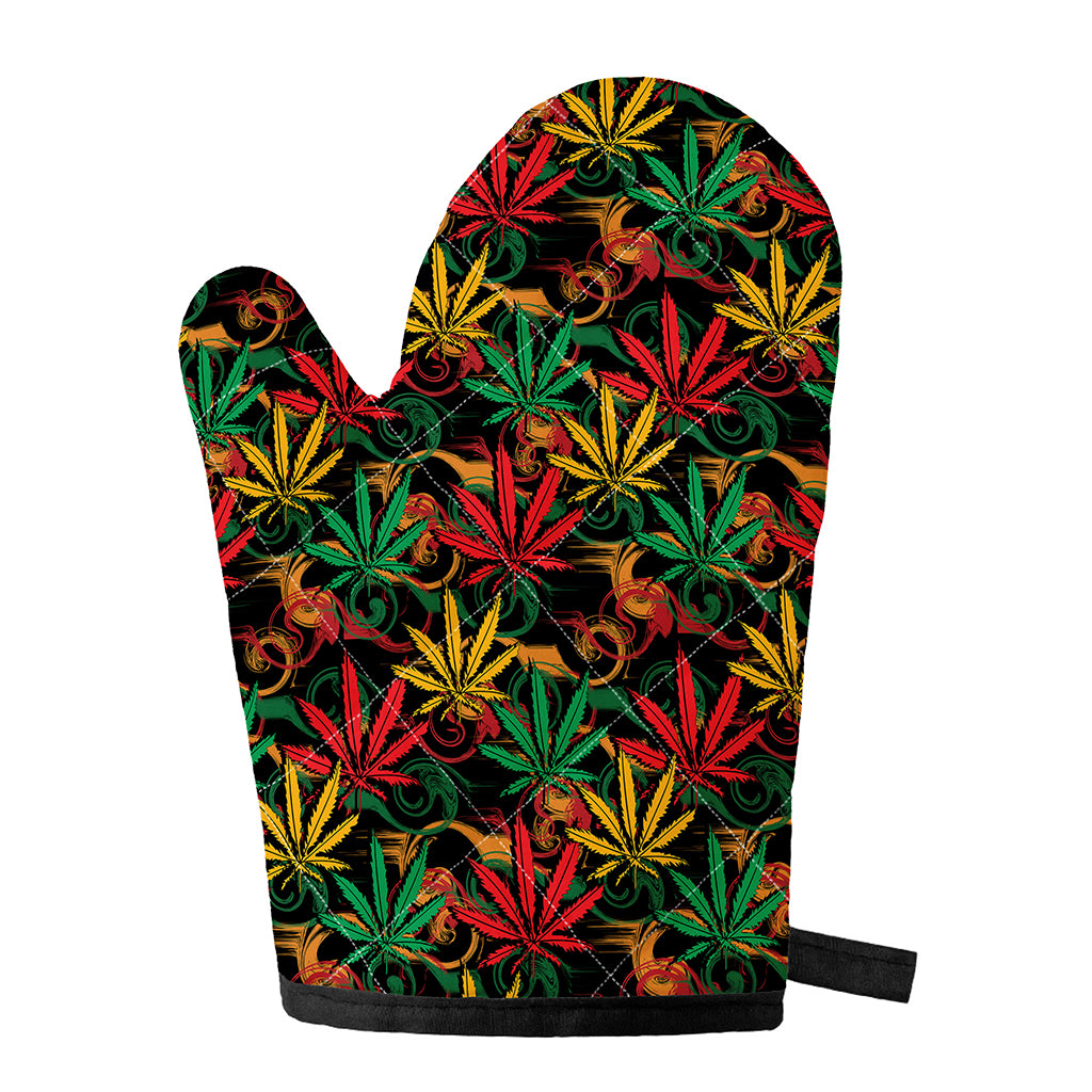 Rasta Marijuana Pattern Print Single Oven Mitt