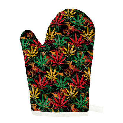 Rasta Marijuana Pattern Print Single Oven Mitt