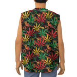 Rasta Marijuana Pattern Print Sleeveless Baseball Jersey