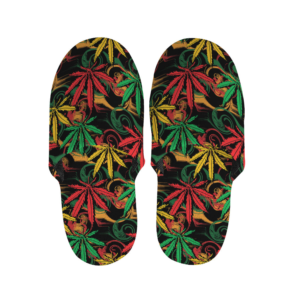 Rasta Marijuana Pattern Print Slippers